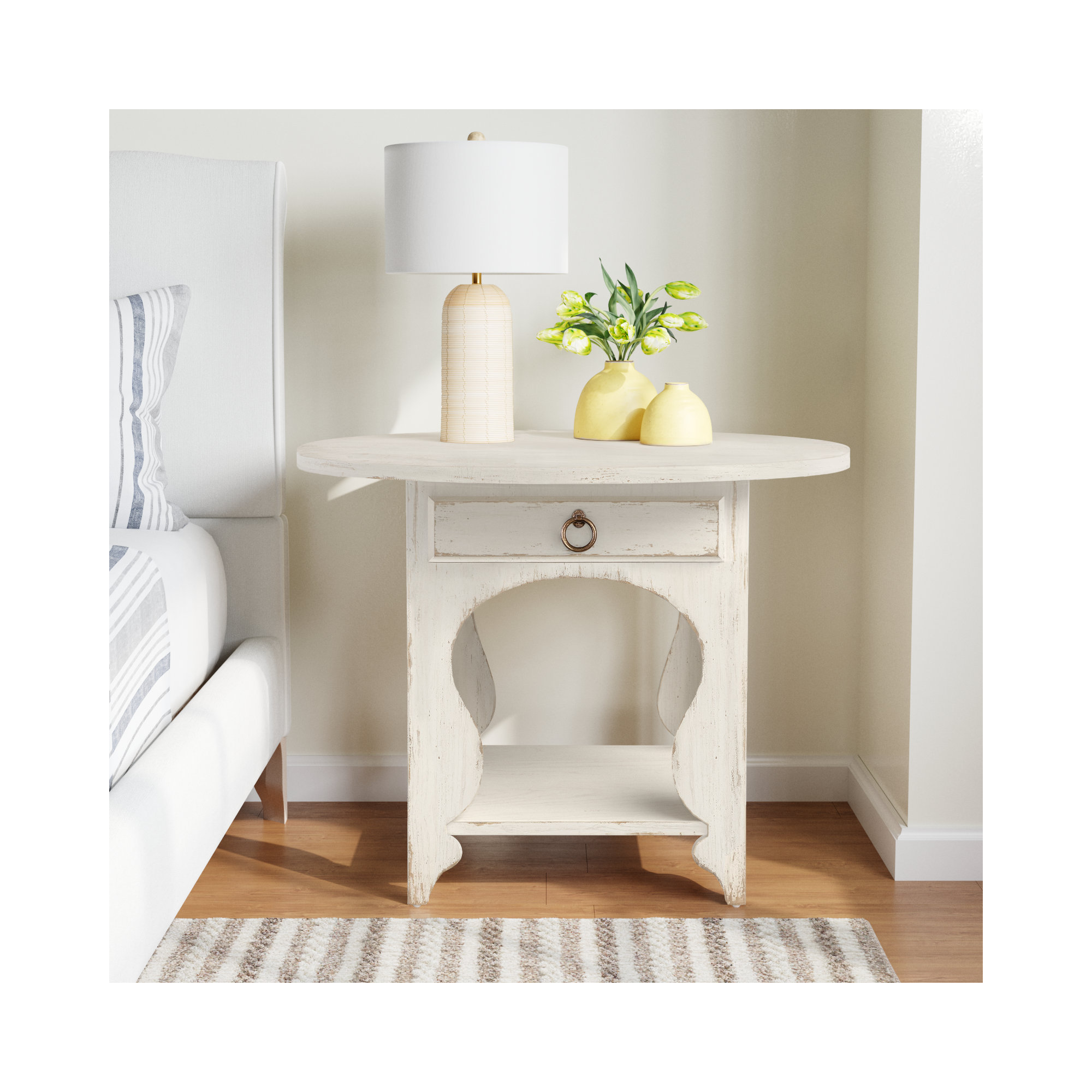 Americana 1 - Drawer Nightstand, Cream/Beige