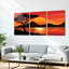 Ensemble de 3 toiles murales représentant un coucher de soleil africain-518904543