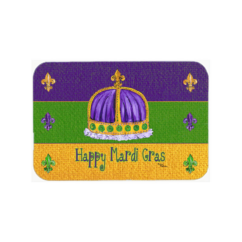 East Urban Home Happy Mardi Gras with Crown Glass Cutting Board