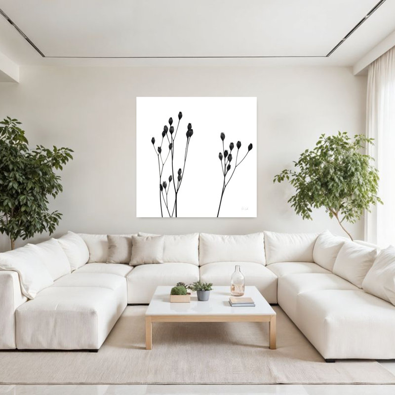 Bourgeons IV, art floral abstrait contemporain, H 48 po x l 48 po