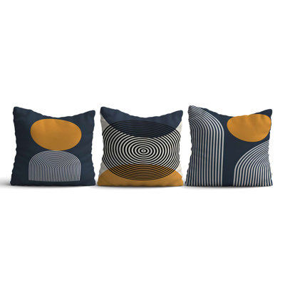 Ensemble de housse de coussin élégant (3 pièces), 16,9 x 16,9 pouces | 50% coton / 50% polyester, lavable et repassable | Parfait pour la décoration intérieure, le canapé et le salon, tissu doux et durable
