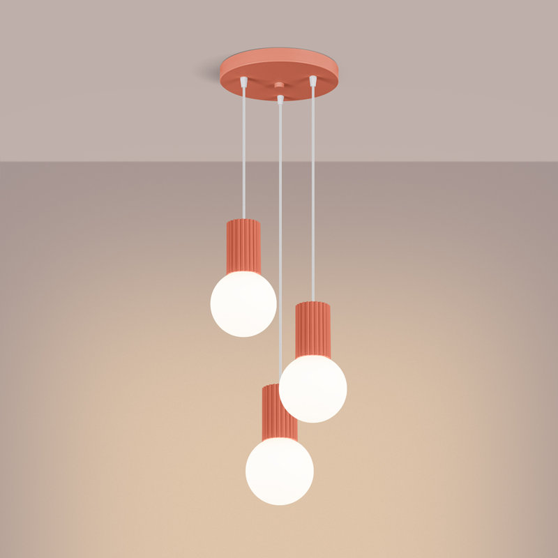 Bernis 3 - Light Brushed Nickel Pendant, Pink