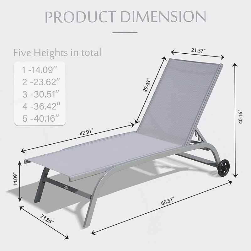 Ensemble de chaise longue, Gris, 2