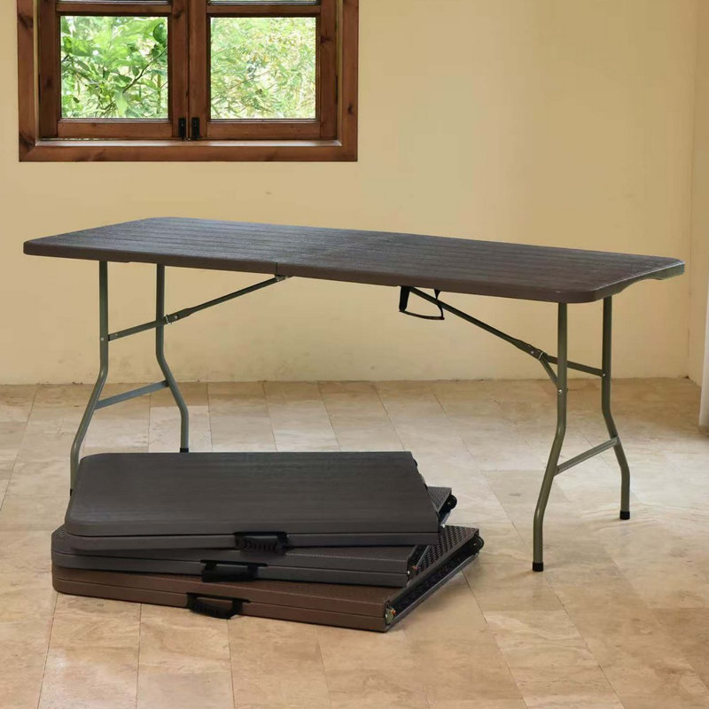 180cm Rectangular Folding Table, Natural/Silver