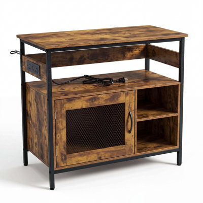 20‑29 Gallon/40-50 Gallon Aquarium Stand, Modern Metal Fish Tank Cabinet with Power Outlet & Wood-Grain Shelf for Living Room & Office