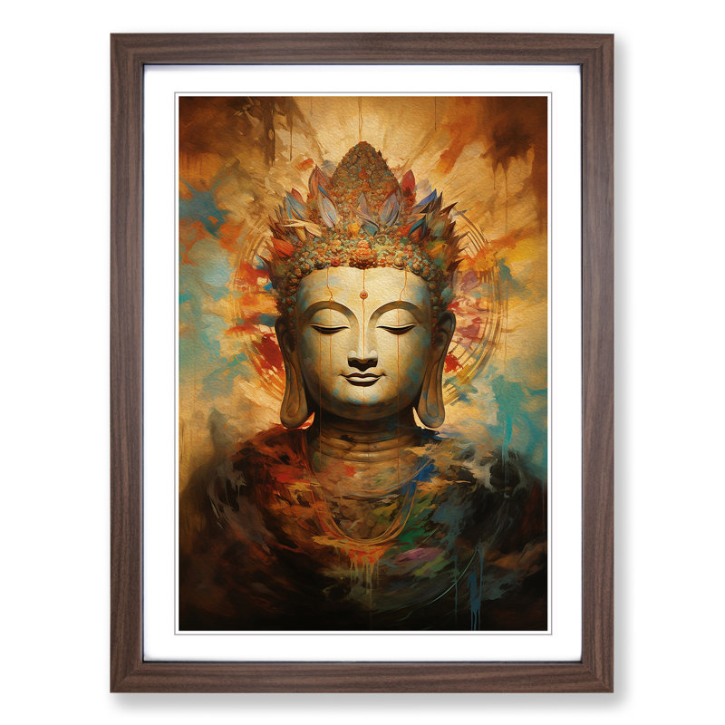 Buddha Modern Art - Framed Print, Walnut Framed, 46cm H x 34cm W x 2cm D