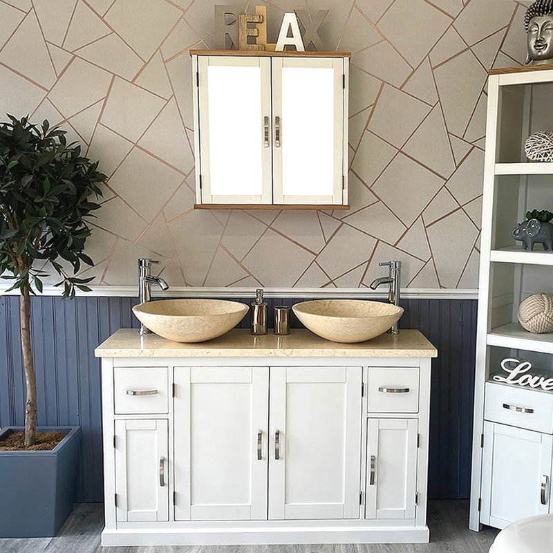 Angulo 1230 mm Freestanding Double Vanity with Vessel Stone Basin