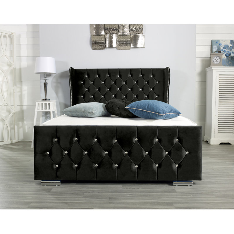 Lamberton Upholstered Bed Frame, Small Double (4'), Black