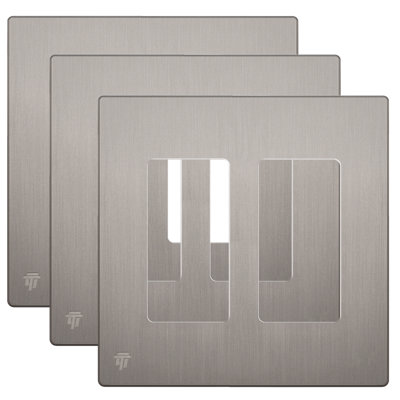 Enerlites Screwless Decorator/GFCI 2 Gang Wall Plate - Brushed Nickel