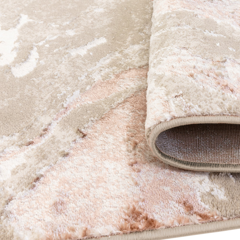 Anandita Abstract Pink/Beige/Cream Area Rug, Rectangle 80 x 140 cm