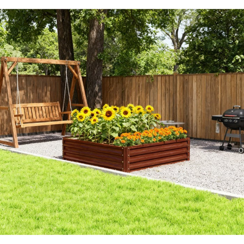 Jardinières spacieuses en métal, lit surélevé galvanisé en acier, extérieur moderne