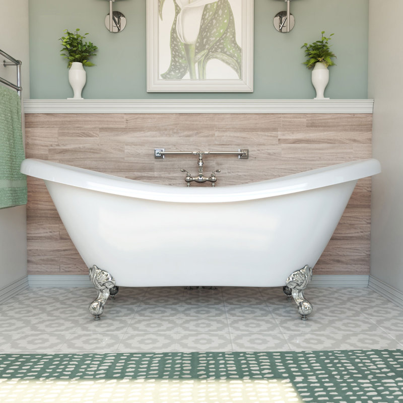 69" x 29" Freestanding Soaking Acrylic Bathtub