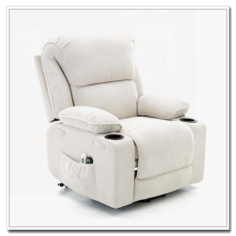 Fauteuil inclinable à télécommande chauffant et chauffant, Ivoire ivoire