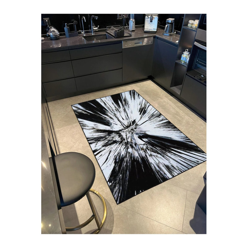 Black Poplar Themed Decorative Carpet And Washable Carpet, Runner 3'4" x 9'11"