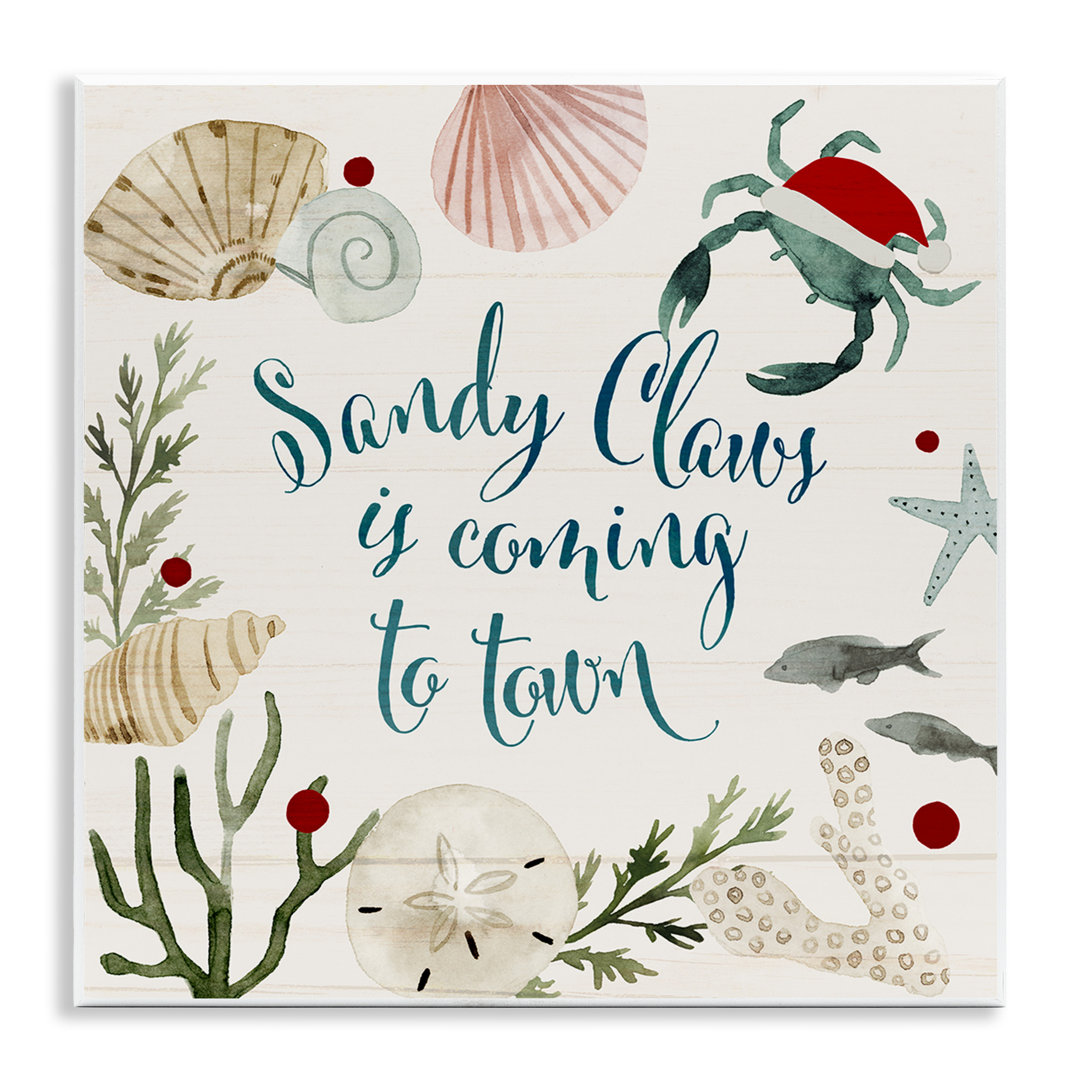 Santa Claus Nautical Beach Holiday Sandy Christmas by Victoria Barnes - Graphic Art Print Stupell Industries