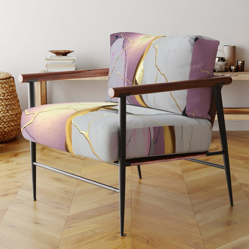 Cress - Fauteuil d'appoint rembourré en marbre, Noir, noir, noir, noir