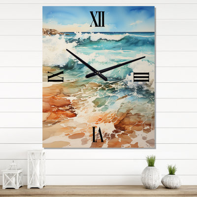 Beach Sandy Serenade IV - Horloge murale nautique et de plage surdimensionnée