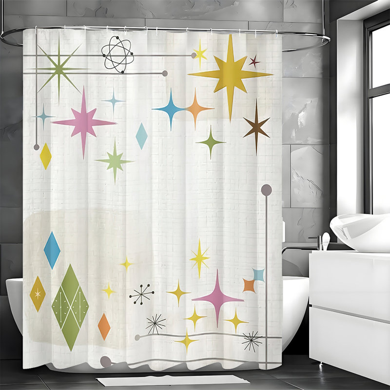 Rideaux de douche géométriques avec crochets inclus