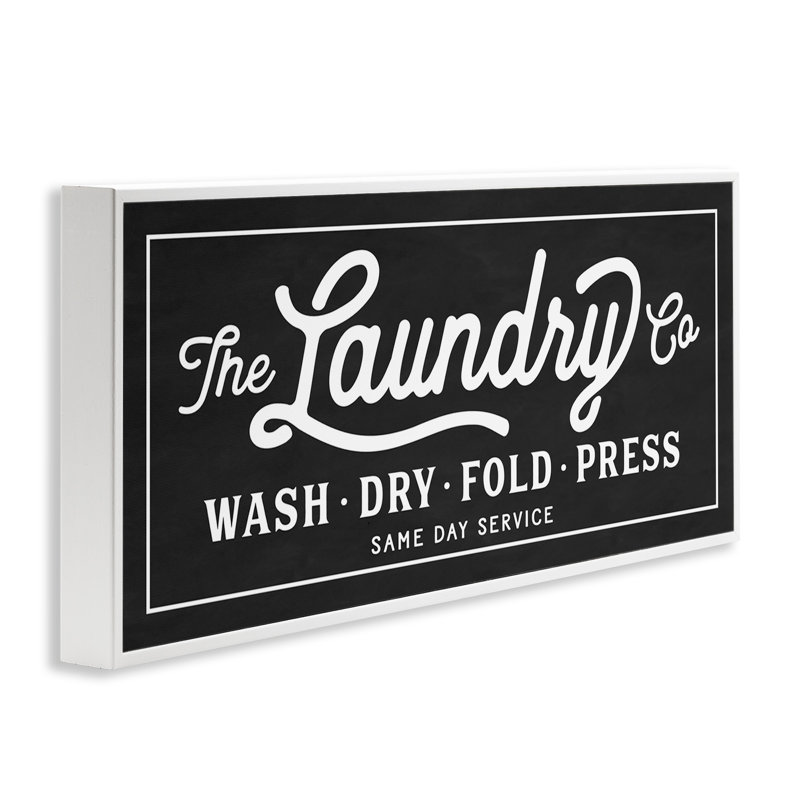 «Vintage Laundry», typographie cursive surdimensionnée, impression numérique sur toile giclée sur fond blanc
