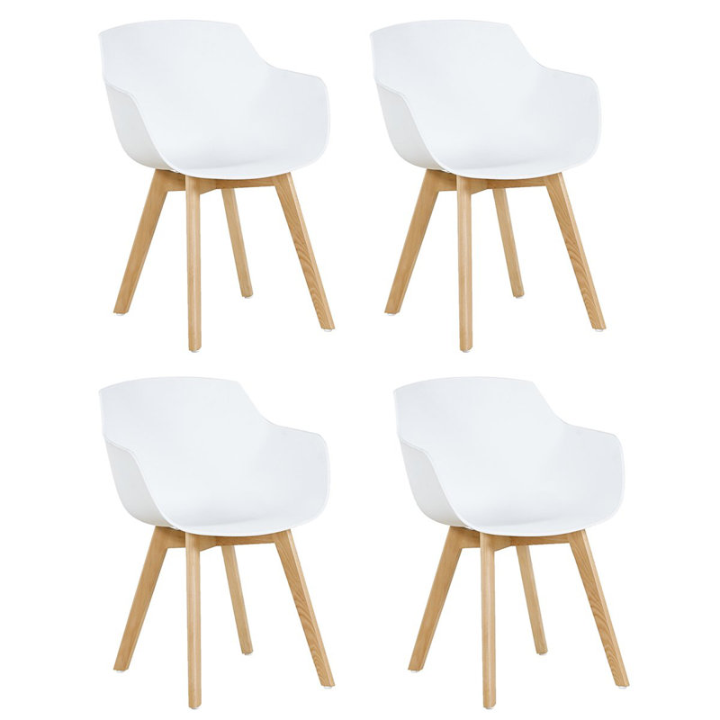 Neve Solid Wood Dining Chair, White, 4