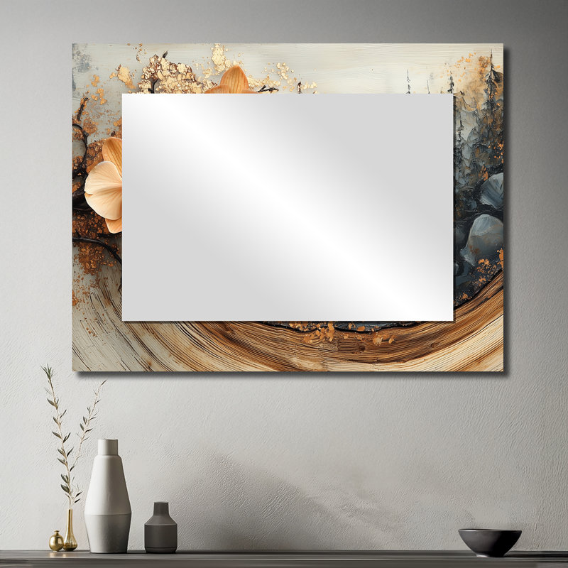 Fleurs d'orchidées en cuivre sur glissière en bois - Art mural miroir floral - imprimé sur métal, 30" x 40"