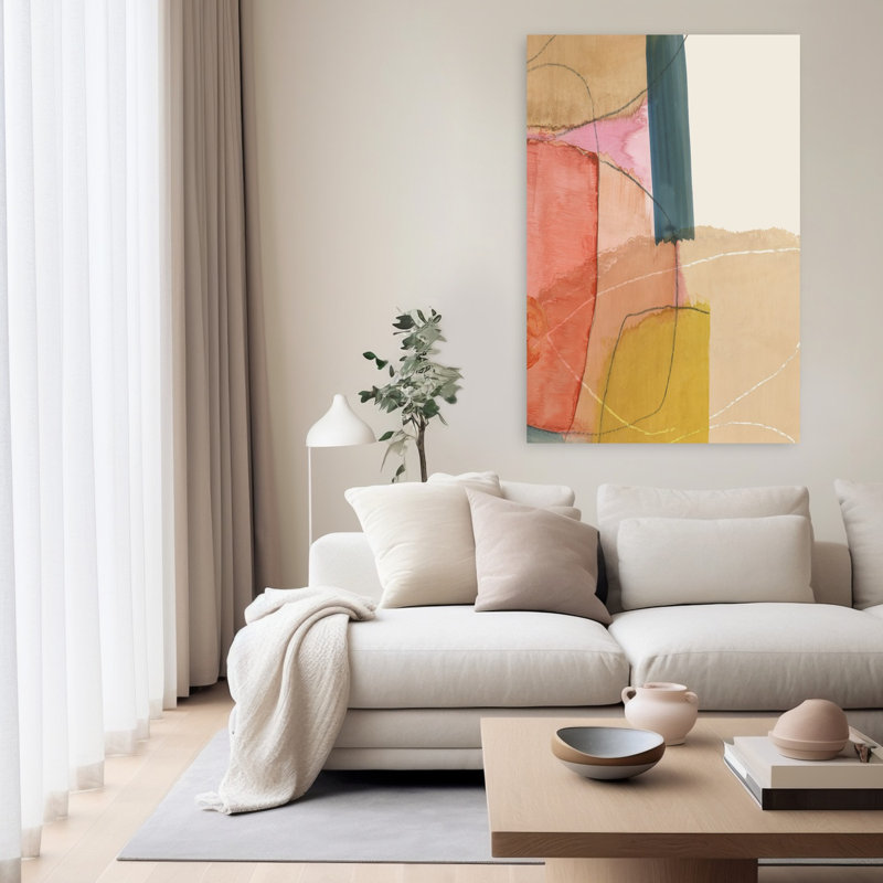 Papier brillant I, art géométrique abstrait moderne, H 60 po x l 40 po
