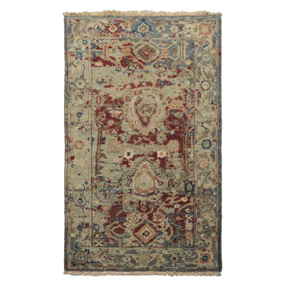2'11''x4'9'' Hand Knotted Wool Maroon Oushak Transitional Rug