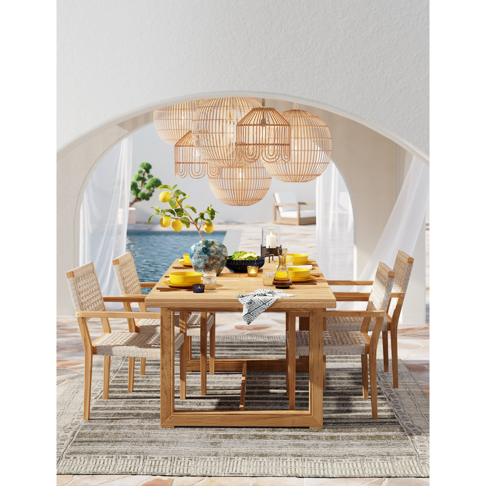 Merce Single Light Rattan Dimmable Pendant