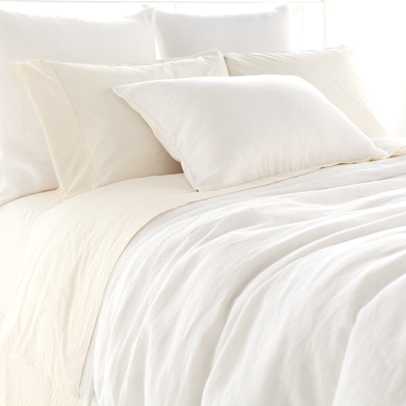 Stone Washed Linen Duvet Cover, King Duvet Cover, White