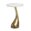 Gold Aluminium Round Side Table with White Marble Top & Sculptural Base