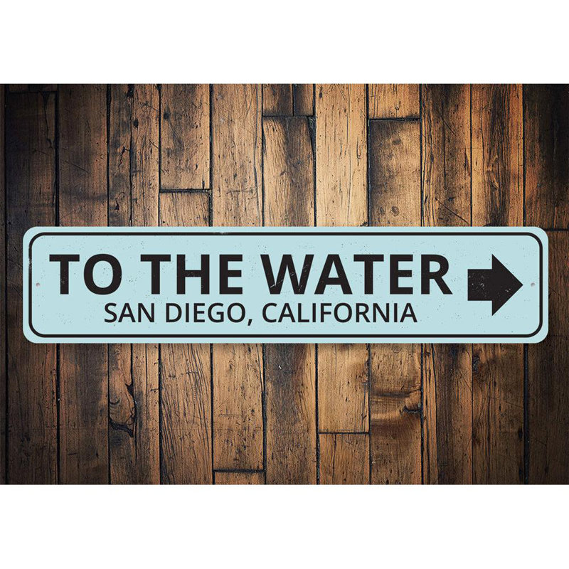 Enseigne en aluminium «To The Water», H 6 po x l 24 po x P 0,063 po