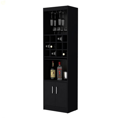 Black Bar Cabinet With Wine Storage