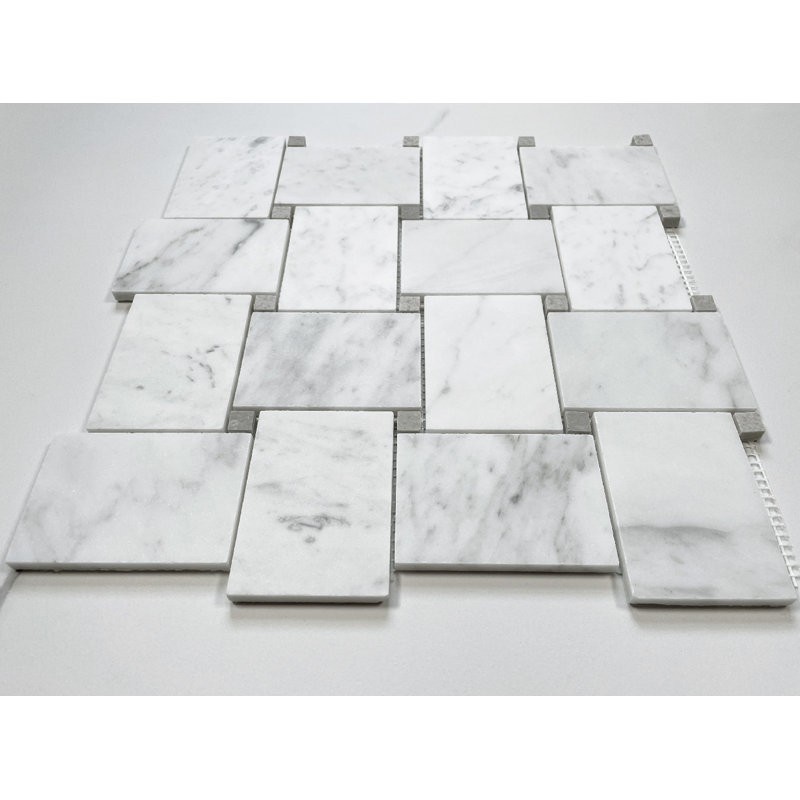 11" x 11" Marble Basketweave Mosaic Wall & Floor Tile