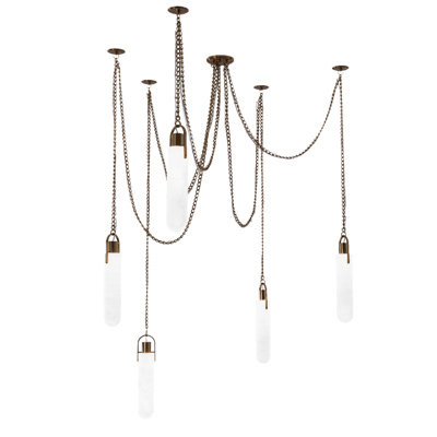 Flint 5 LT Winter Brass Multi-Pendant Kalco