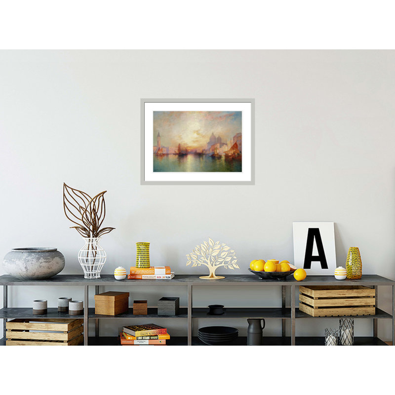 «Venice: Grand Canal at Sunset» par Thomas Moran, impression giclée encadrée, H 22,28 po x l 29,5 po