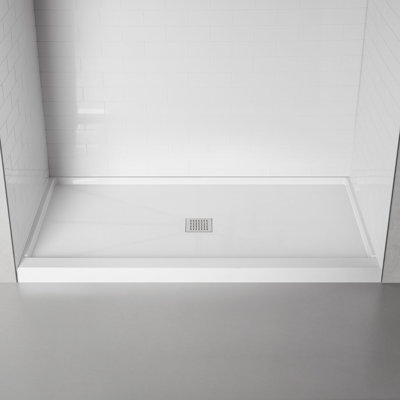 60" W x 30" Single Threshold Shower Pan Base with Center Drain Assembly and Drain Cover Included, Non-Slip design