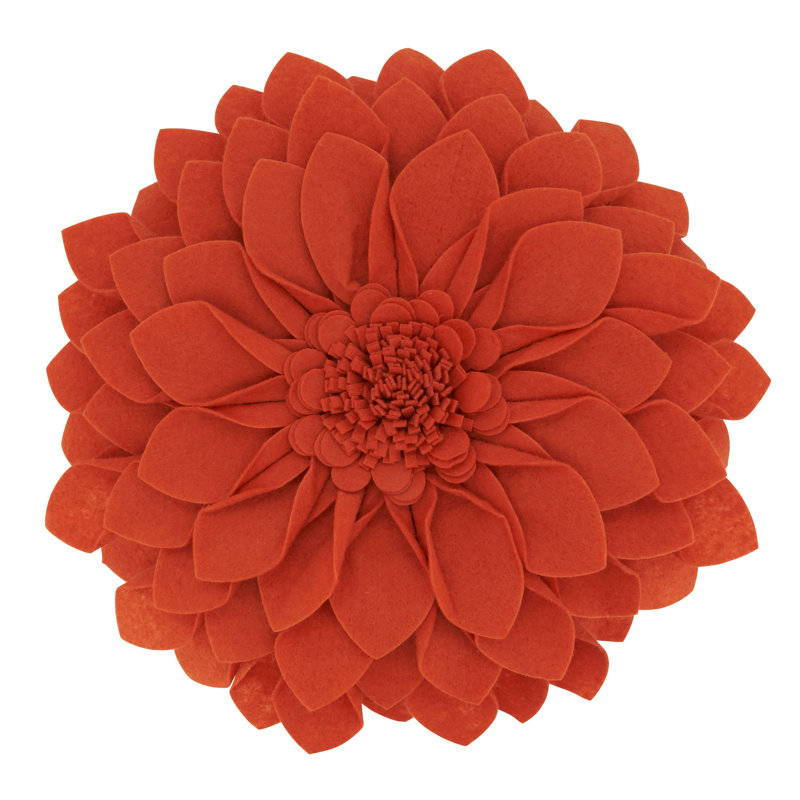Fleur De Jardin Collection Ruffled Throw Pillow, 13" x 13", Terracotta