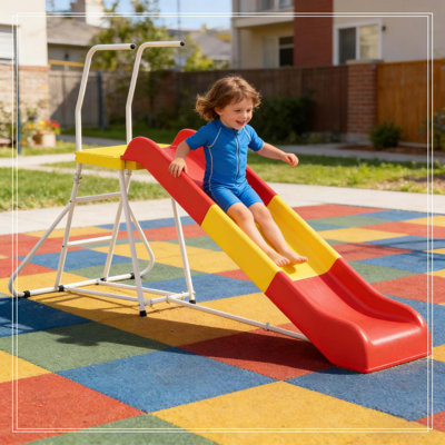 Kids Slide,Metal Freestanding Playground Equipmen