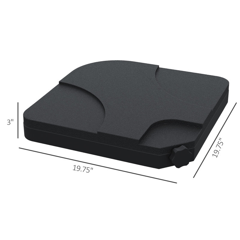 Support de parasol robuste à 4 porte-parapluies, capacité de 158 lb, noir, plastique, protégé, bec de remplissage facile, poignée de transport portable