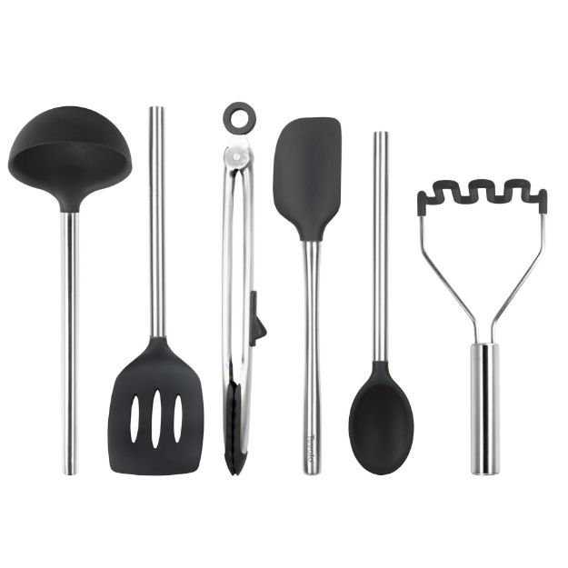 Silicone Utensil Set of 6 - Black, Black