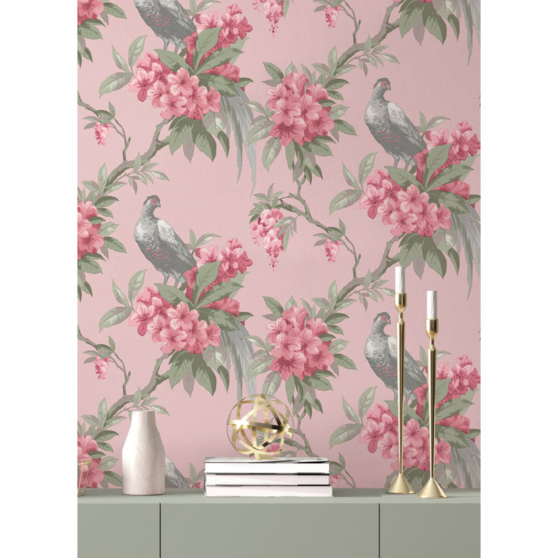 Rouleau de papier peint L 33 pi x l 20,5 po Alondra Pheasant, Rose