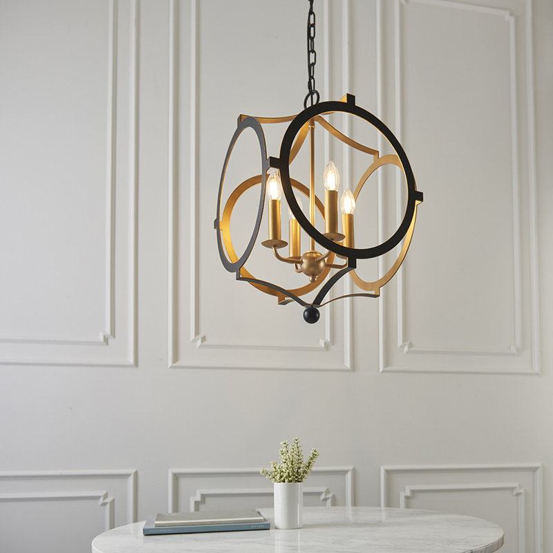 Natascha 4 - Light Geometric Chandelier, Matte Black/Gold