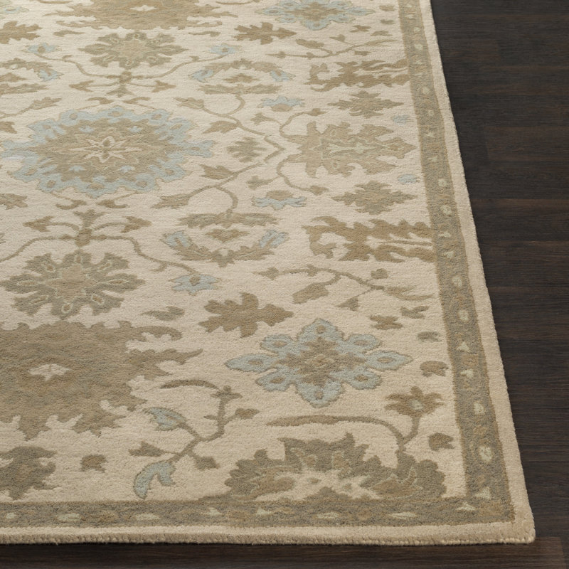 Tapis floral en laine touffeté à la main Arden, Tapis de couloir 2 pi 6 po x 8 pi