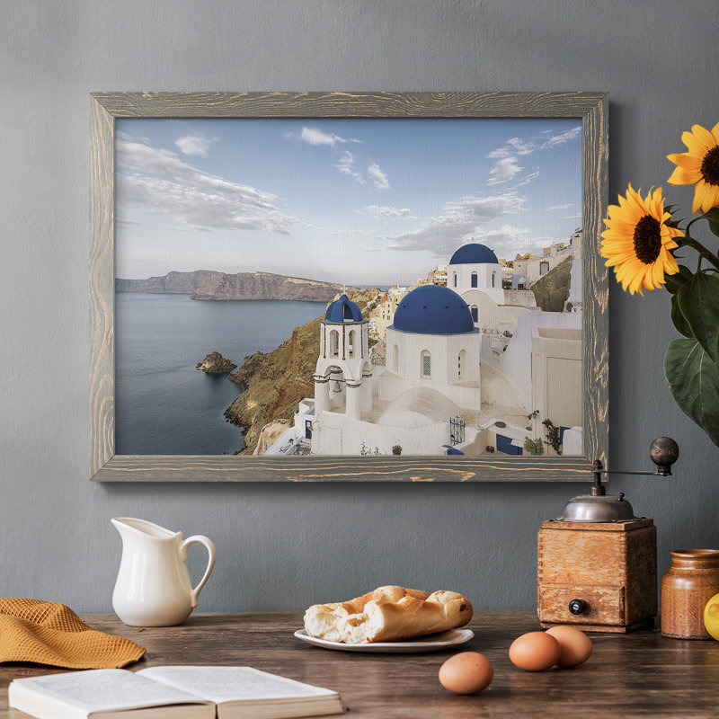 Santorini View, reproduction d'art sur toile, Gris, H 22 po x l 32 po x P 1,5 po