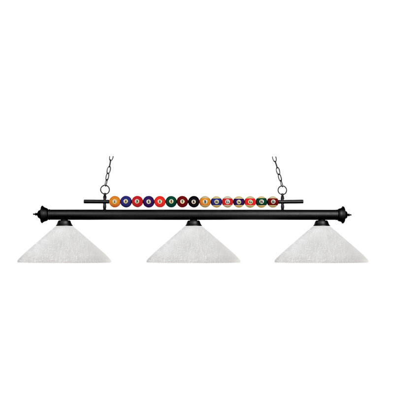 Luminaire suspendu linéaire pour table de billard 3 lumières Chapa, Noir, gris