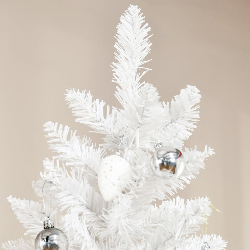 Grand sapin de Noël artificiel non éclairé avec branches réalistes et base en acier, rose et, 7'