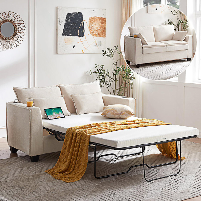 Canapé-lit escamotable, canapé avec matelas en mousse à mémoire de forme