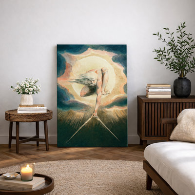 Mythology Celestial Figure with Radiant Sun Artwork, Vintage Fantasy Sky Angel Pictures, Framed Canvas Giclee Print Wall Art