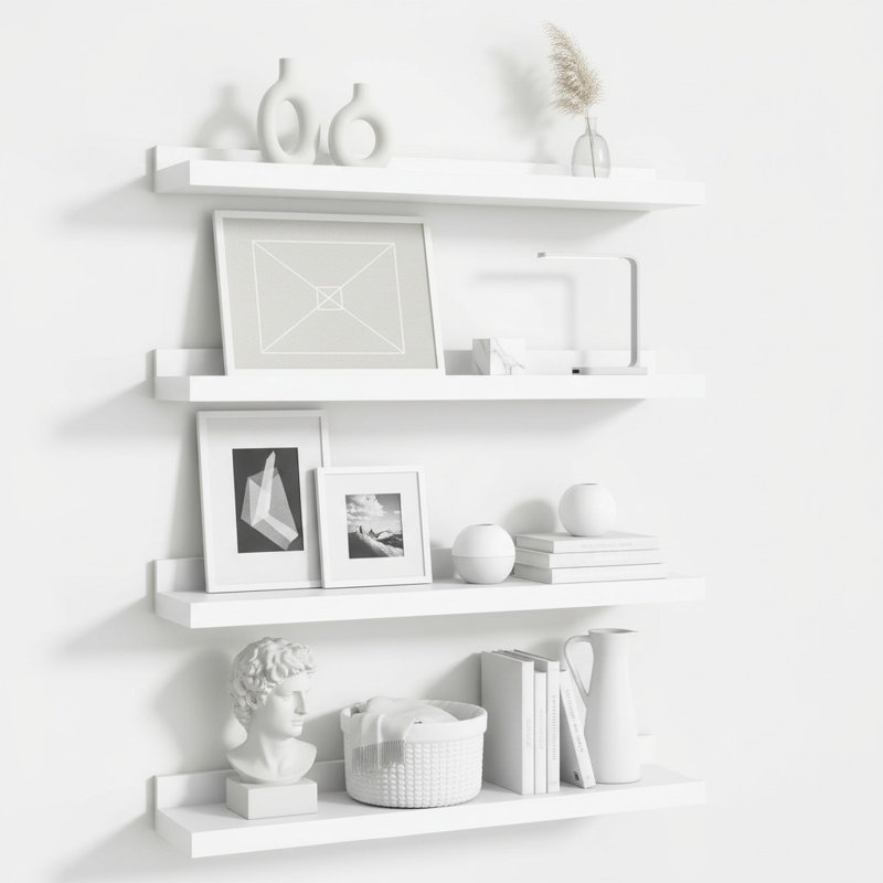 Ensemble de 4 tablettes murales 24 po, Noir