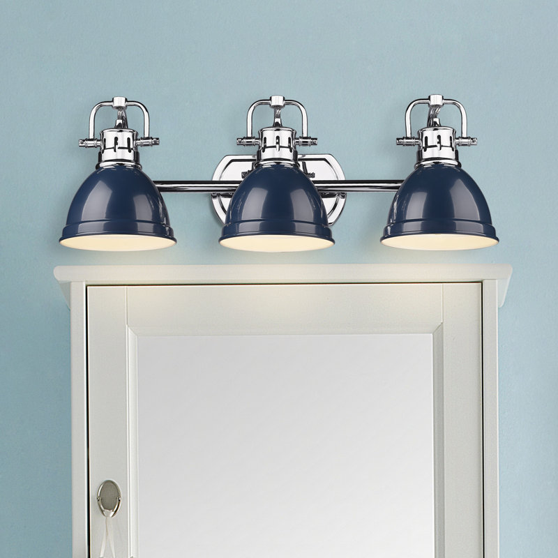 Drakeford Dimmable Vanity Light, Chrome, Navy Blue